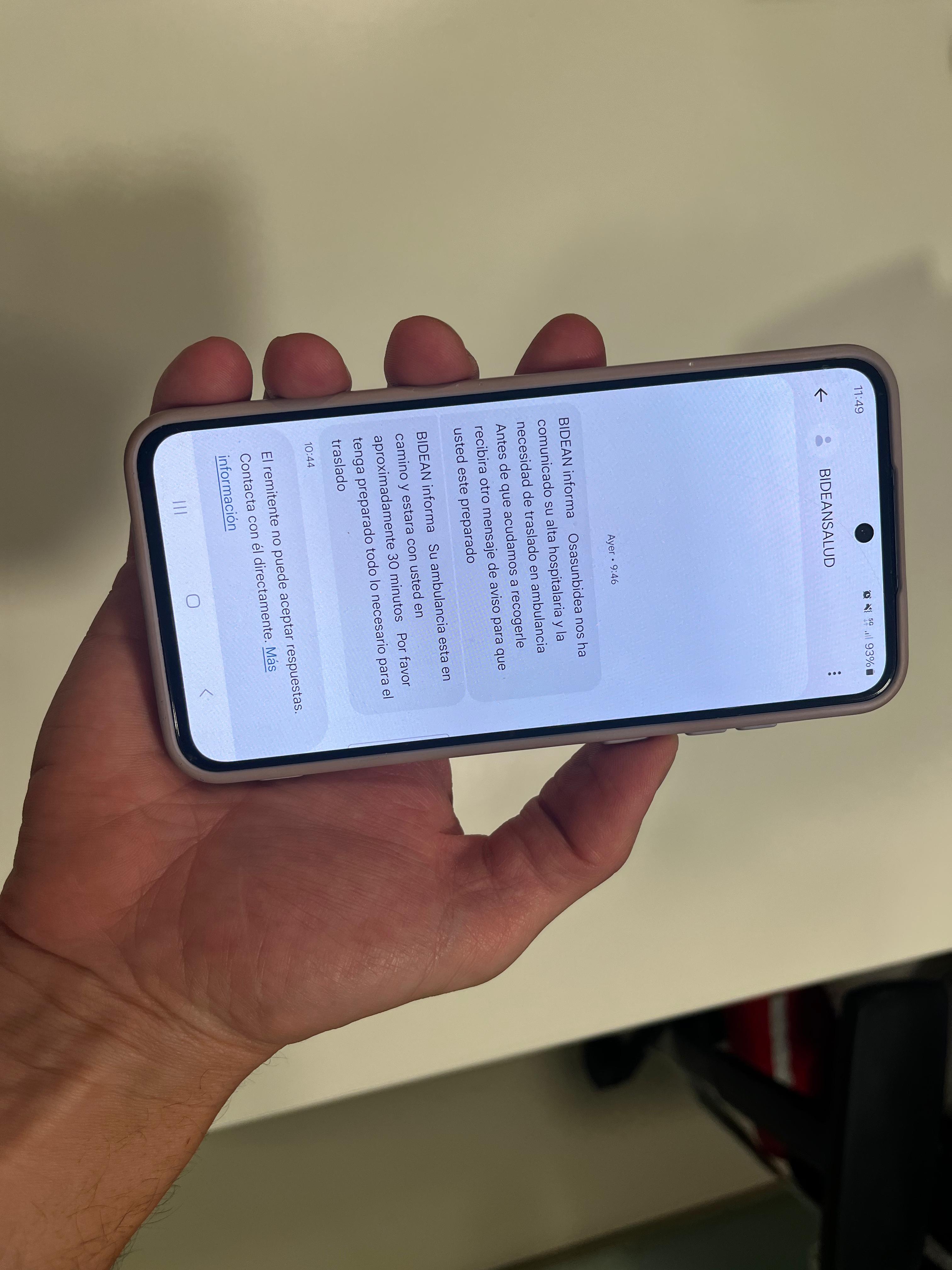 Bidean avisará por SMS a los pacientes tras el alta para informarles del estado de su traslado sanitario