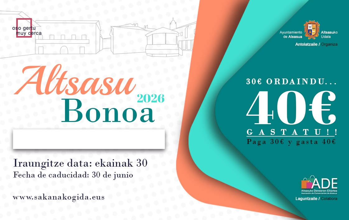 Altsasu lanza una nueva edición del Bono Comercio con 1.033 bonos descuento de 40 euros para sus vecinos