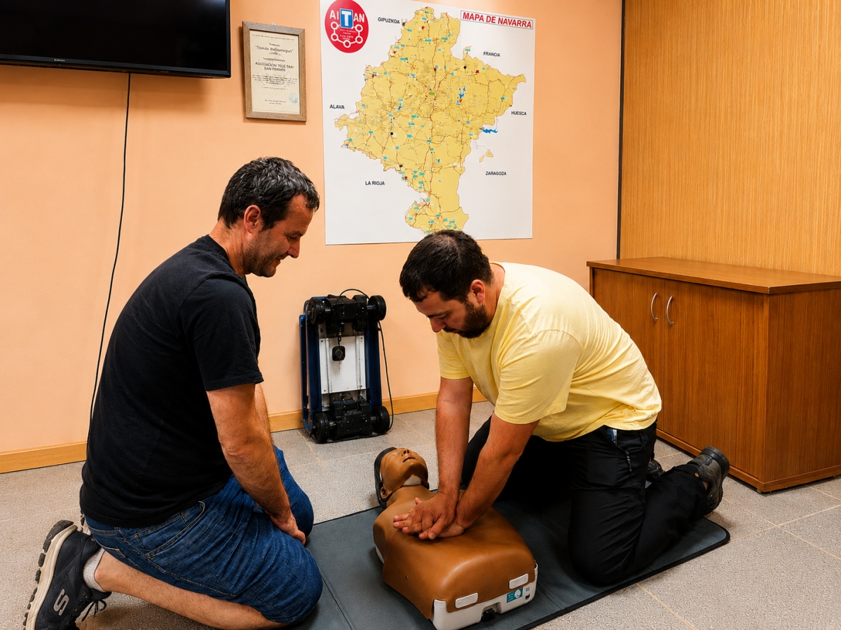 Taxistas de Pamplona se forman en primeros auxilios antes de los Sanfermines