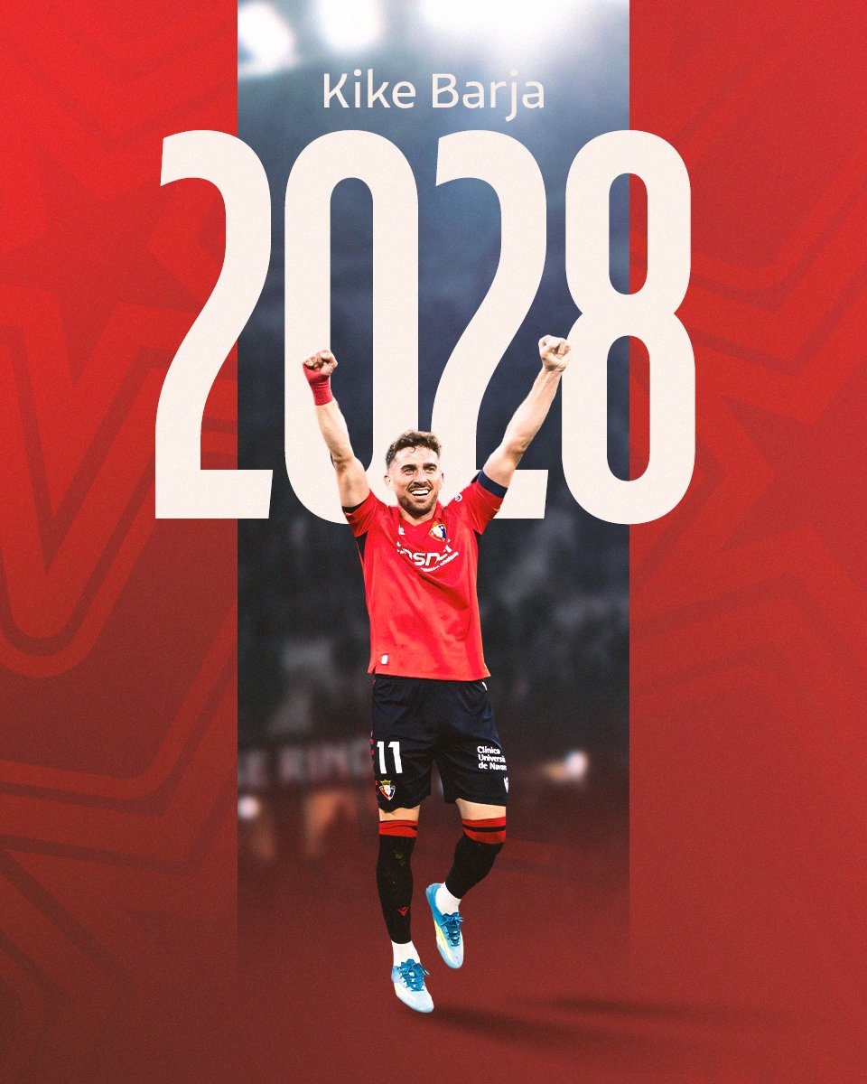 Kike Barja renueva con Osasuna hasta 2028 y seguirá siendo el capitán del club de su vida