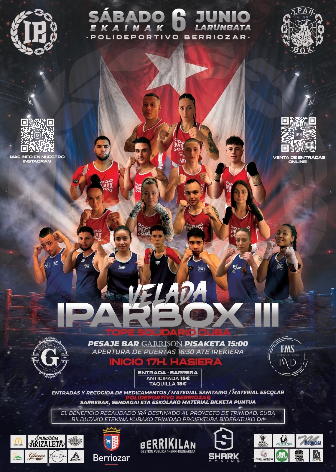 Berriozar acoge este sábado una velada benéfica de boxeo amateur con destino solidario a Cuba