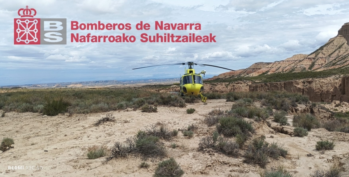 Rescatada una senderista, de 70 años,  tras sufrir una caída en las Bardenas Reales