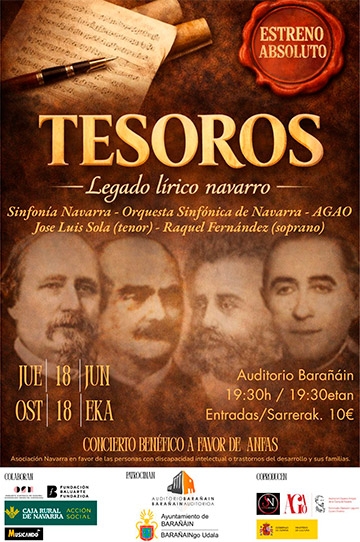 Más de cien artistas recuperarán el patrimonio lírico navarro en una gala benéfica en el Auditorio de Barañáin