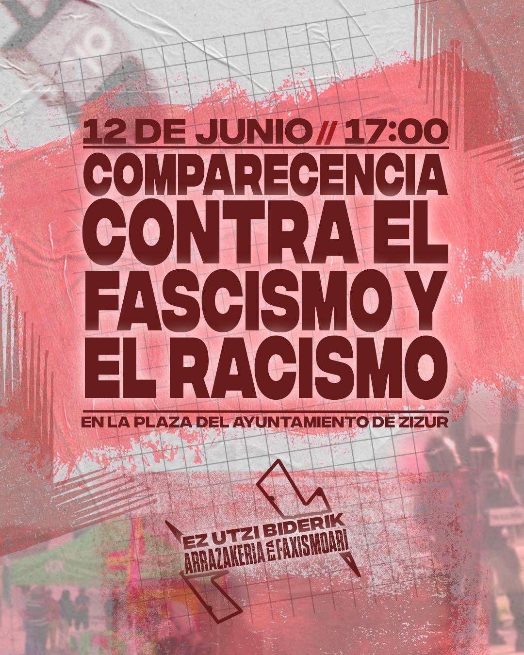 Colectivos de Zizur Mayor convocan una comparecencia contra el racismo y el fascismo este viernes