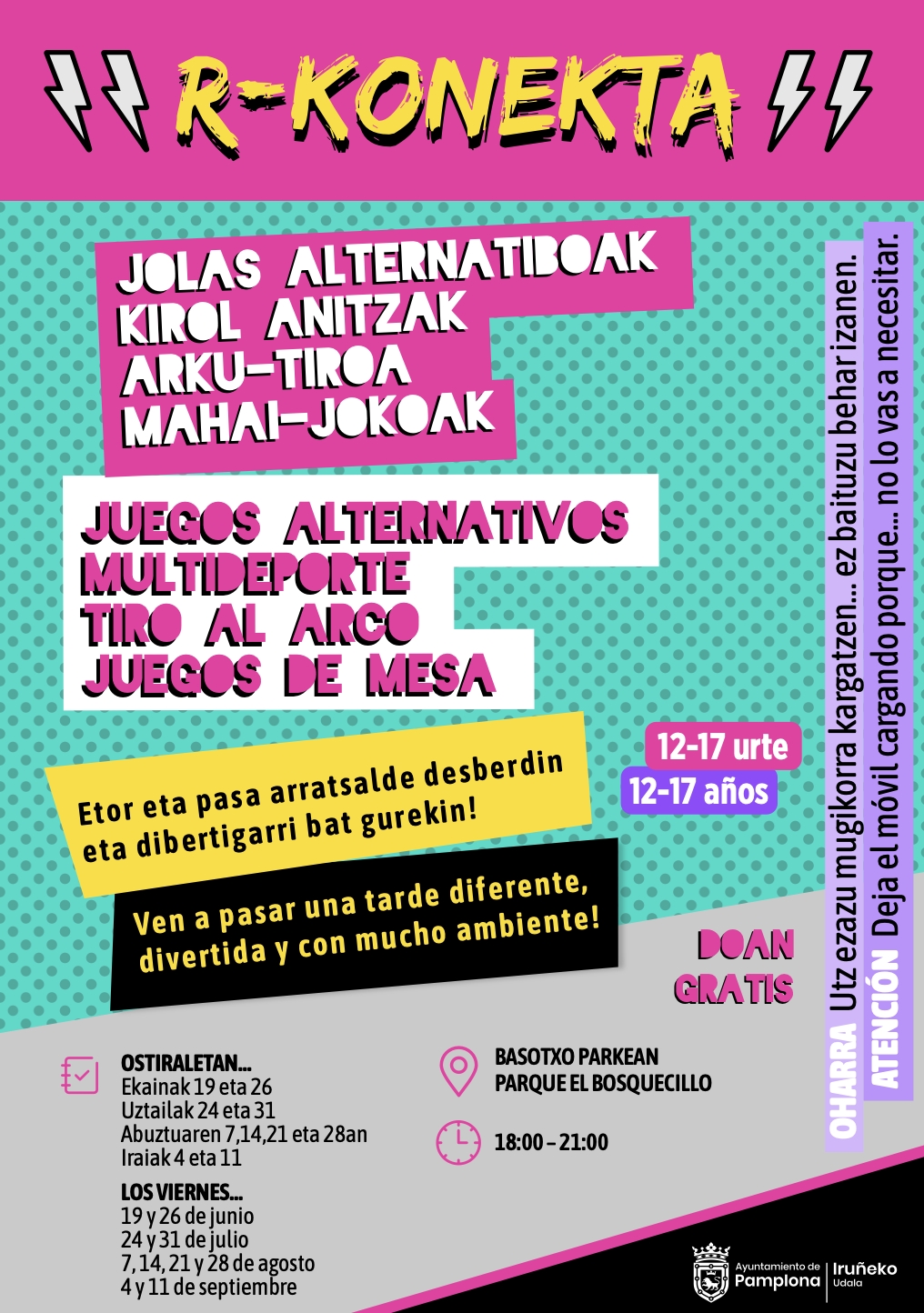 El Bosquecillo se convertirá cada viernes de verano en un espacio de juego y ocio gratuito para adolescentes 