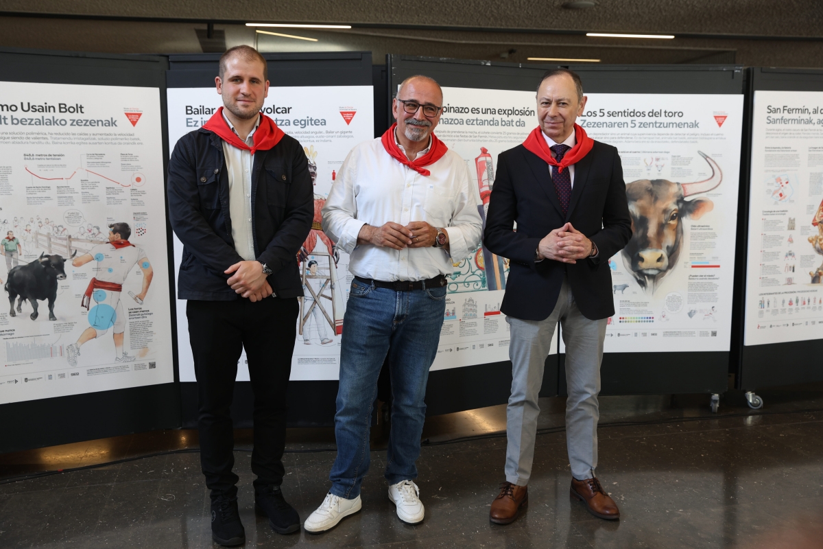 'La ciencia en blanco y rojo' desvela curiosidades detrás de los Sanfermines con nueve infografías expuestas