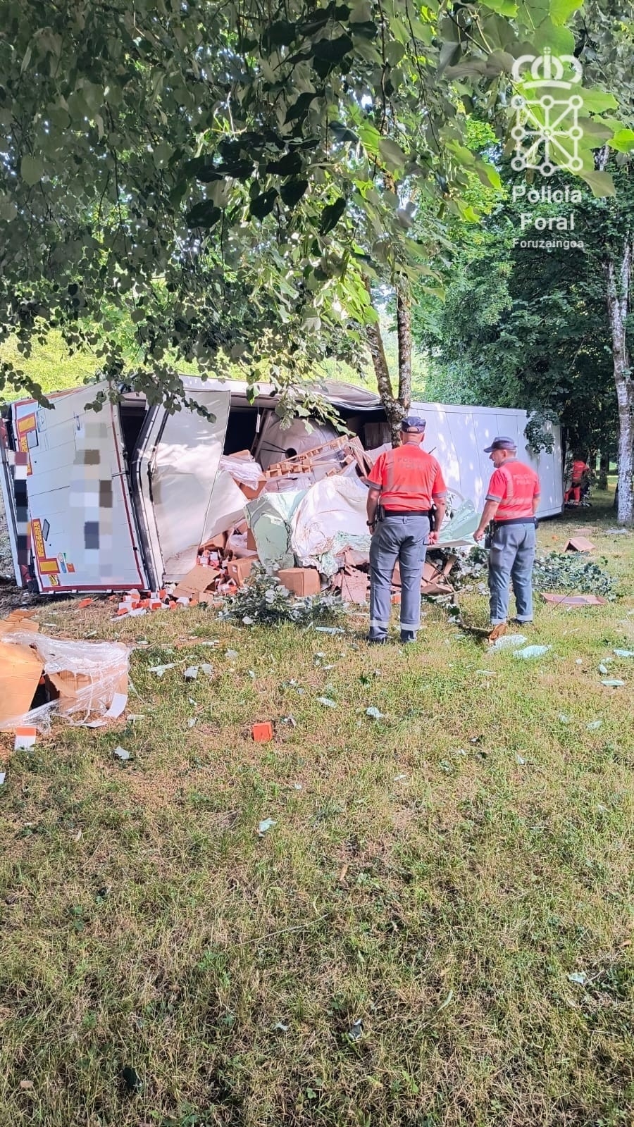 Un camión vuelca en la N-121-A, en Baztan y deja una mujer herida leve