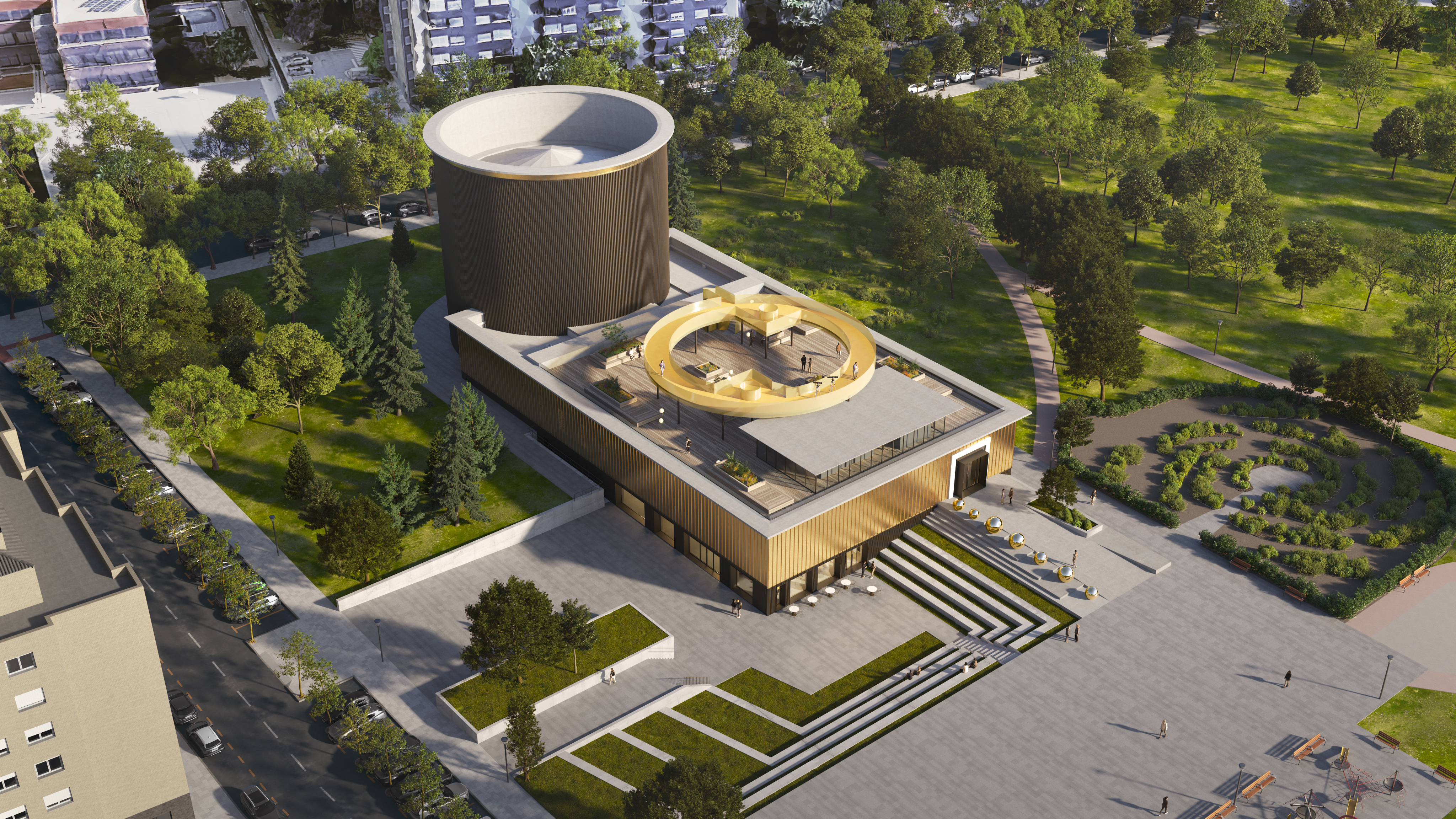 Así será la nueva imagen que tendrá el Planetario de Pamplona tras las obras que posibilitarán su reapertura en 2027