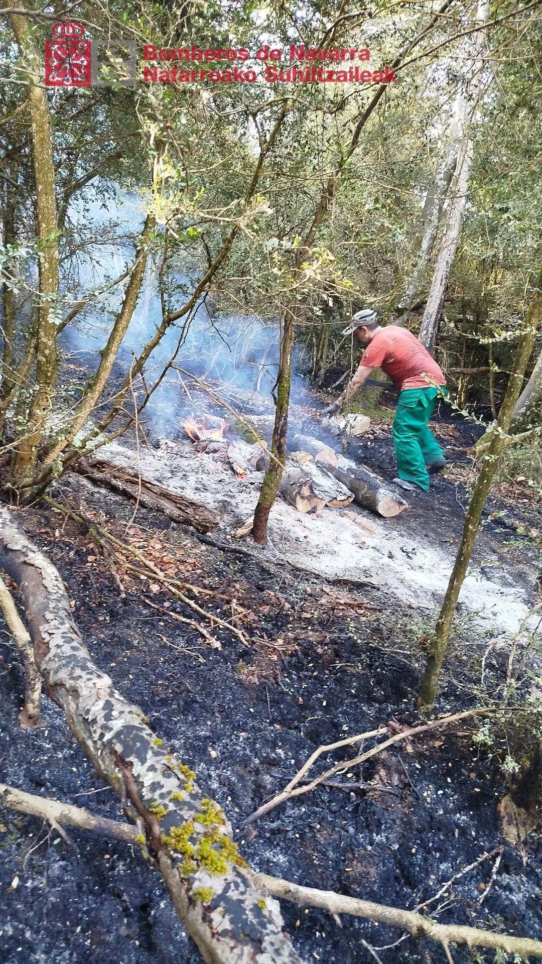 El incendio de Ezkabarte remite tras las lluvias y se levanta el corte de la NA-4210