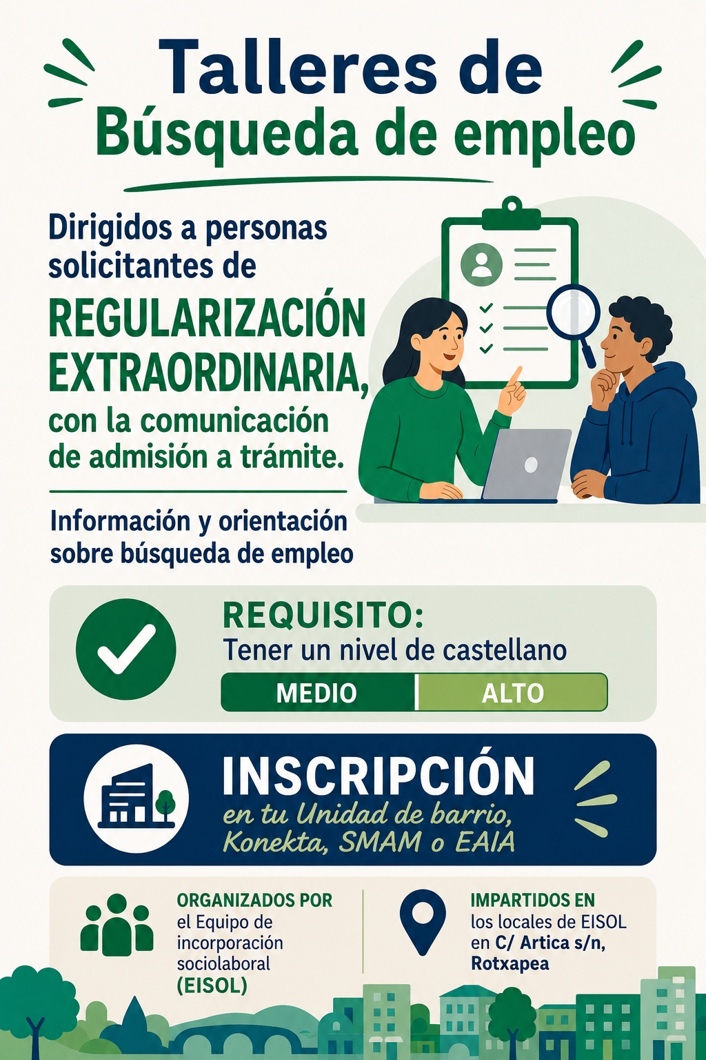 Pamplona organiza un taller de búsqueda de empleo para personas del proceso de regularización extraordinaria