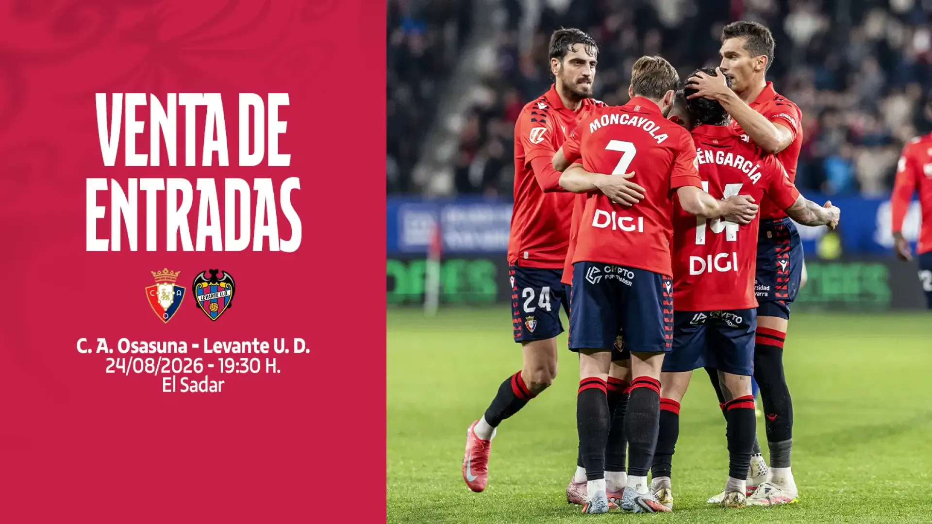 Este lunes se pondrán a la venta las entradas para el Osasuna - Levante en El Sadar