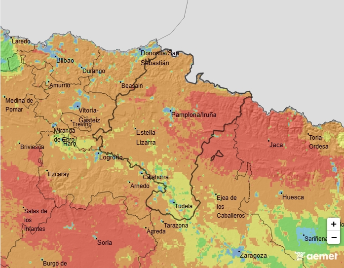 Navarra en alerta por riesgo extremo de incendios este sábado
