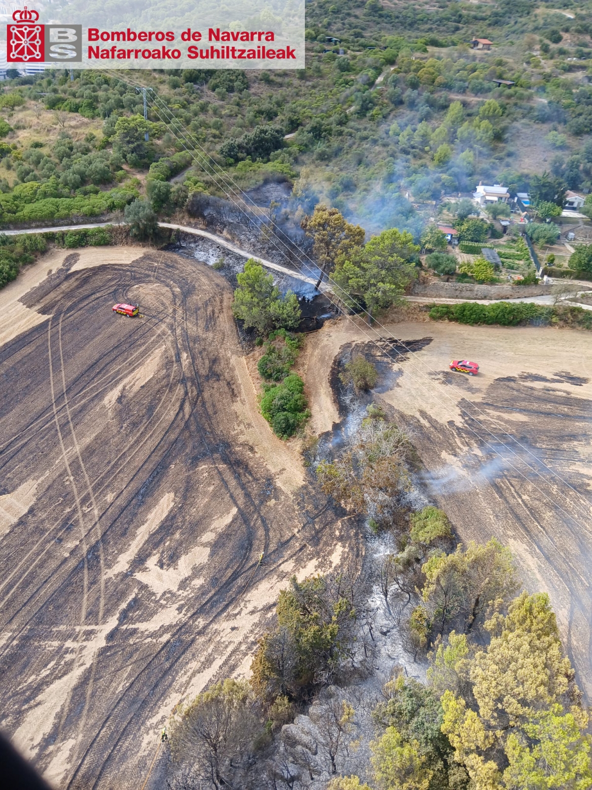 Un incendio forestal en Valmayor, en Estella, moviliza a un amplio dispositivo de bomberos y afecta a zona de arbolado