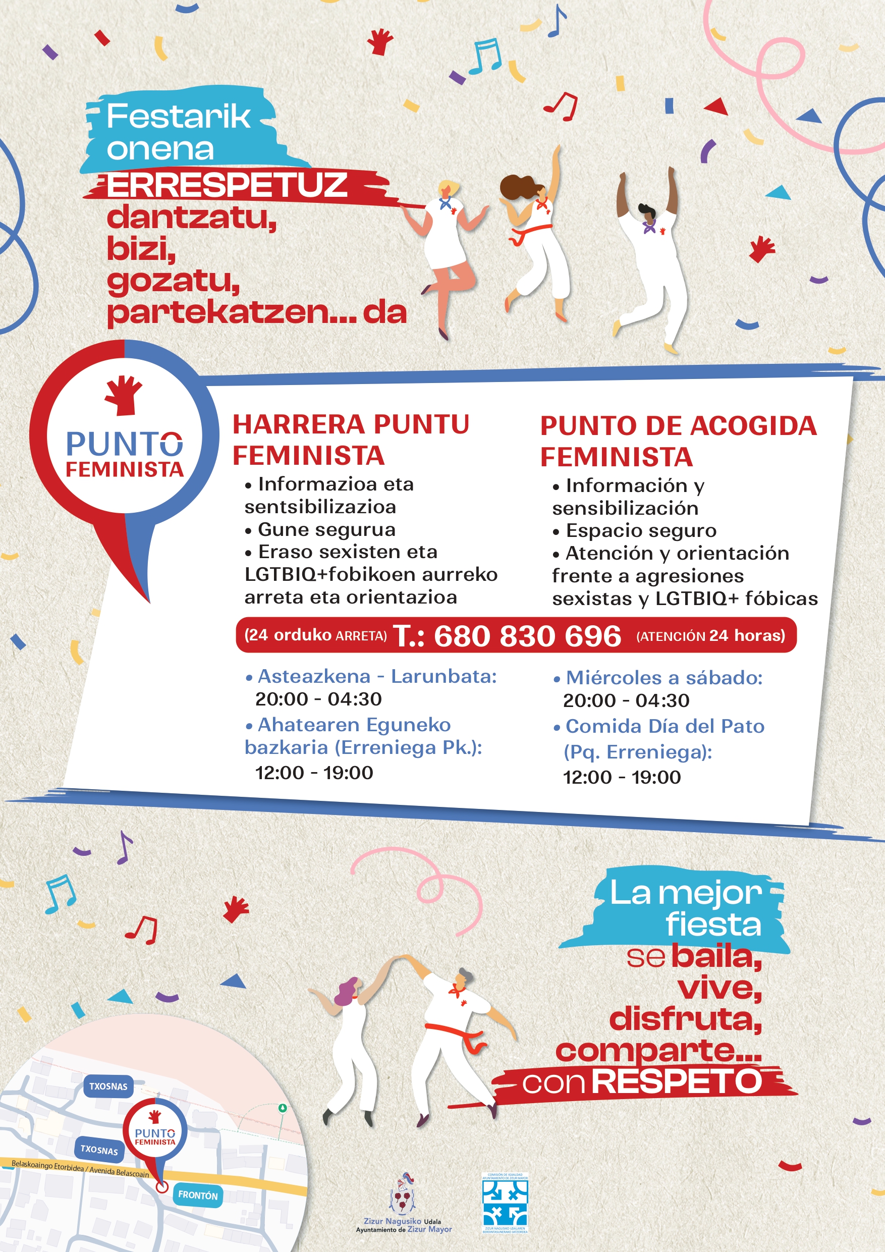 Zizur Mayor activa el Punto de Acogida Feminista y difunde el protocolo contra agresiones machistas en fiestas
