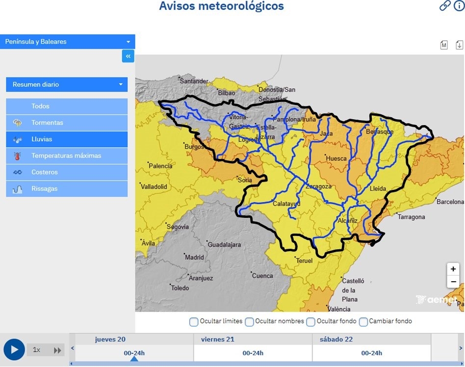 La CHE alerta de posibles crecidas súbitas en en cauces de los ríos en Navarra