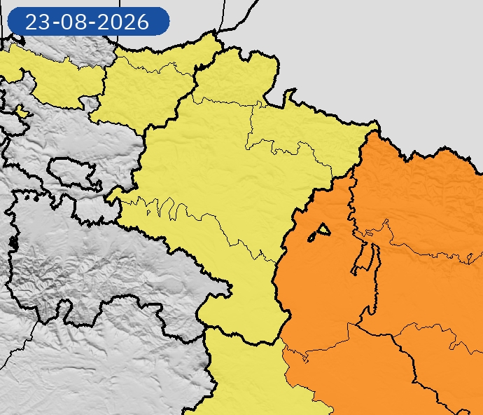 AEMET activa el aviso amarillo por lluvias y tormentas en toda Navarra este domingo