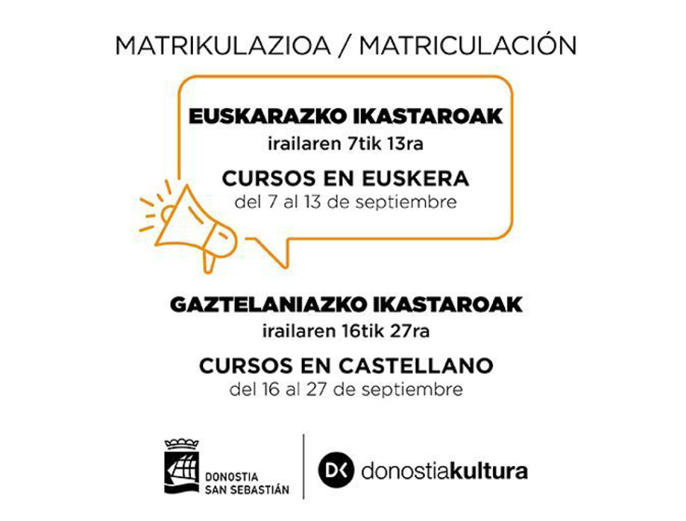Donostia Kultura abre el 7 de septiembre la matrícula para sus 623 cursos del próximo periodo académico