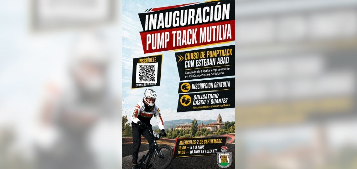 Mutilva estrena su nuevo circuito 'pump track' con una clase magistral del campeón nacional Esteban Abad