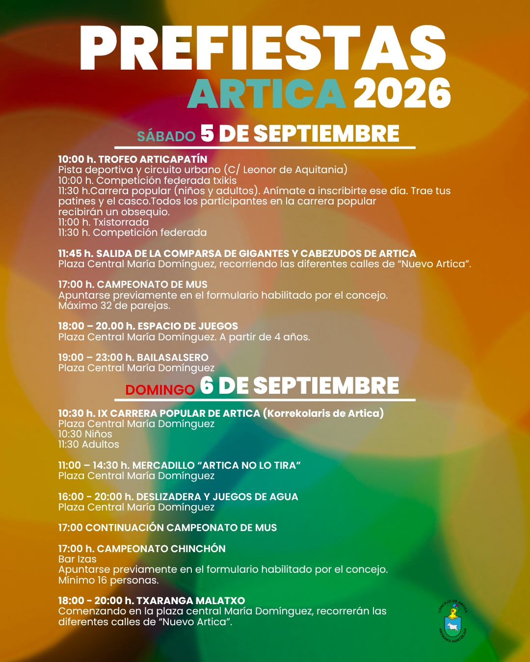 Artica arranca este fin de semana sus prefiestas 2026 con patinaje, carrera popular y  gigantes y cabezudos