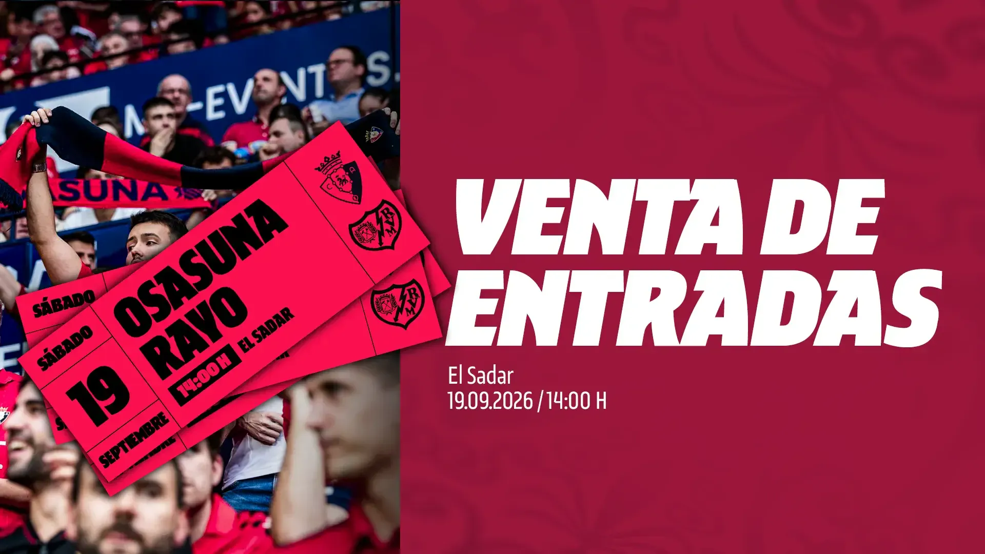 Osasuna abre este lunes la venta de entradas para el enfrentamiento ante Rayo Vallecano