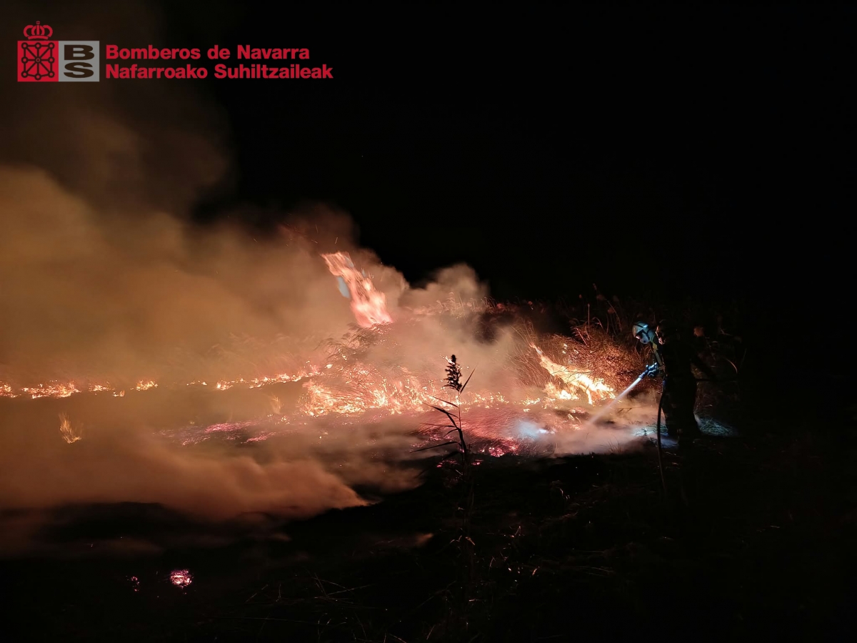 Un incendio junto a una granja de cerdos moviliza a los bomberos en Cadreita