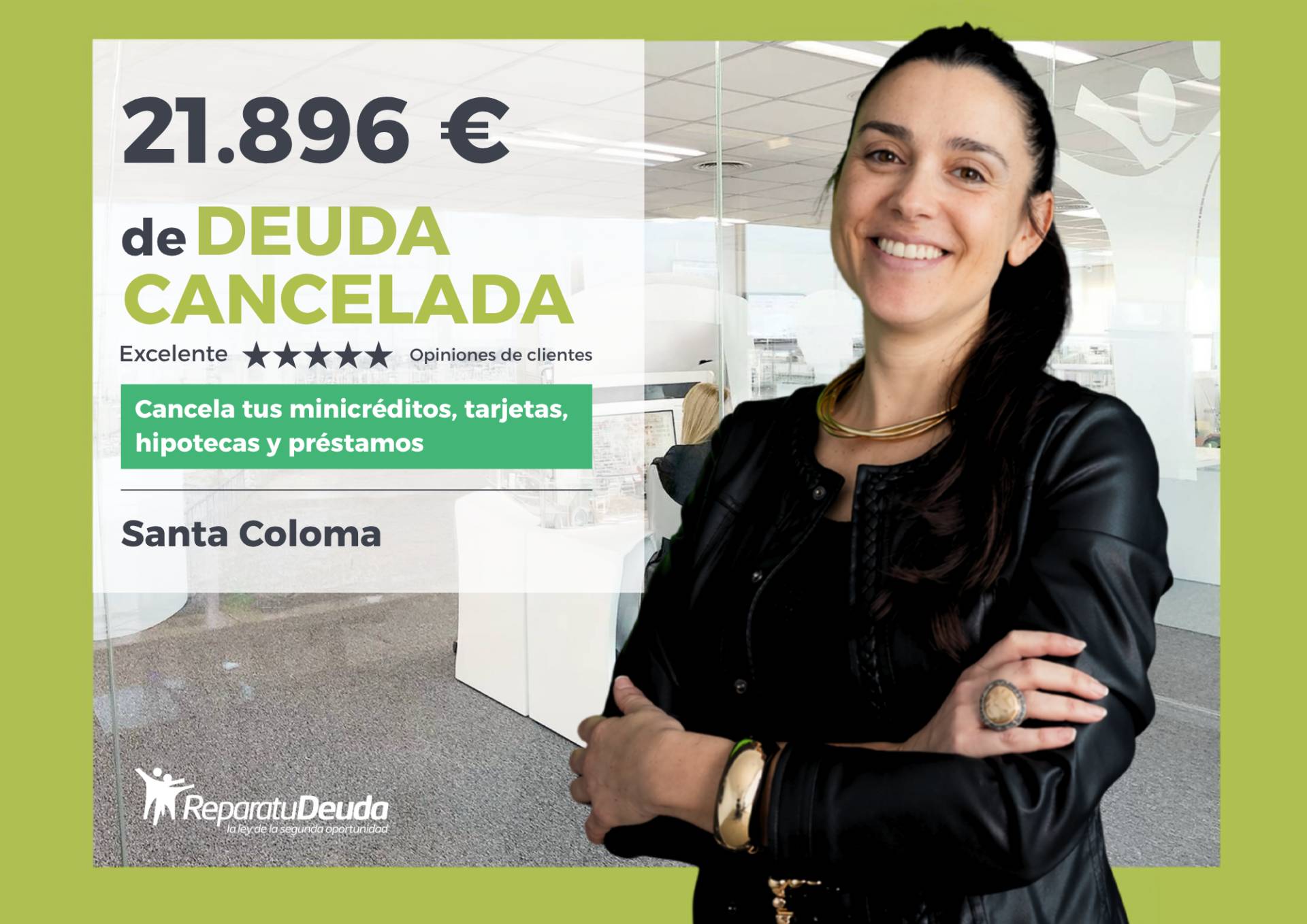 Una mujer de Santa Coloma de Gramenet (Barcelona, Cataluña) deja atrás 21.896 € con Repara tu Deuda y la Ley de Segunda Oportunidad