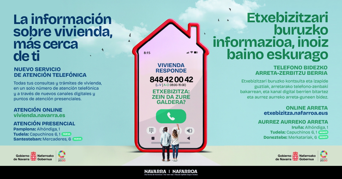 Vivienda unifica su atención telefónica en el 848 42 00 42 y abre nuevas oficinas en Doneztebe y Tudela