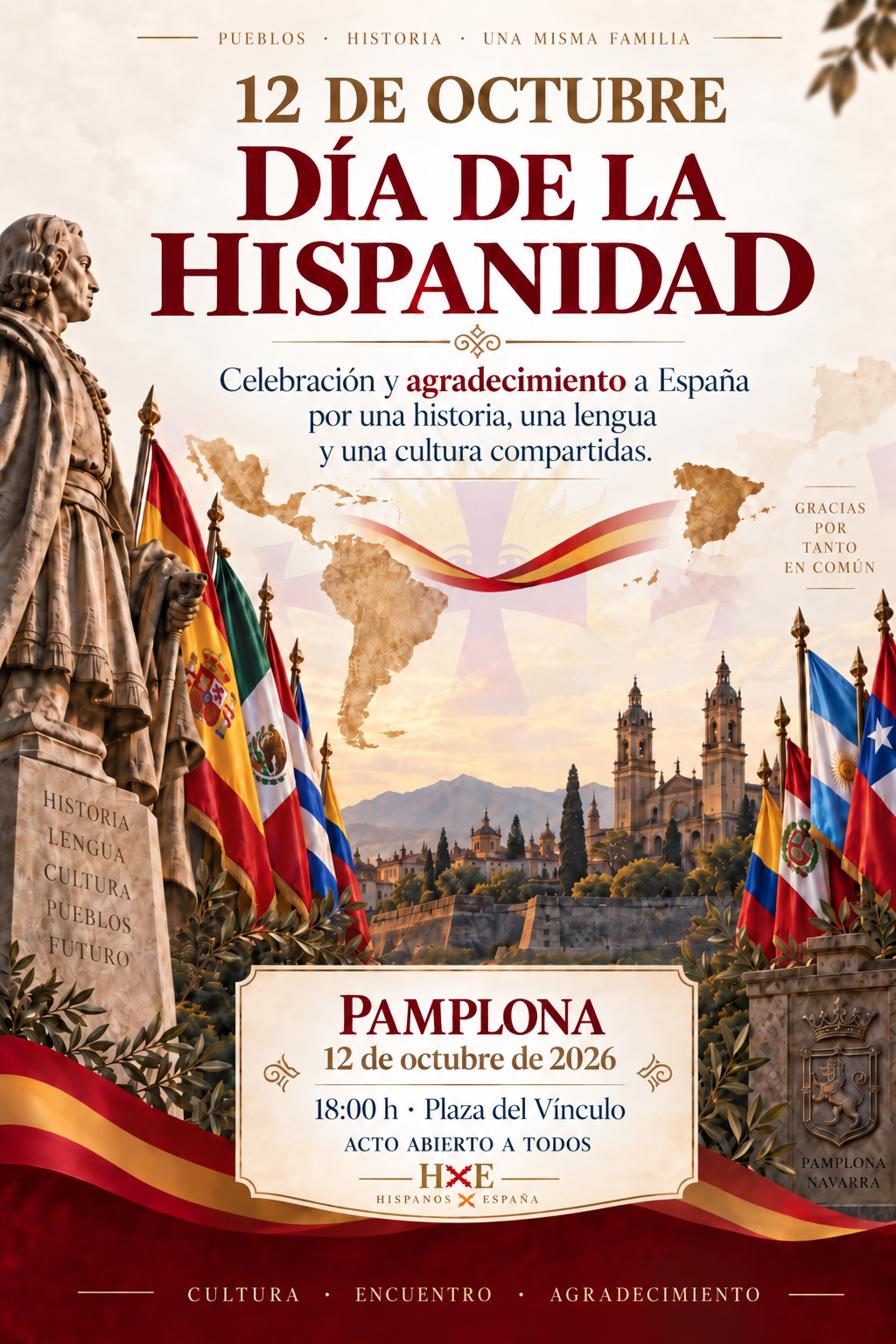 Hispanoamericanos residentes en Navarra se concentran este lunes en Pamplona para «dar las gracias a España»
