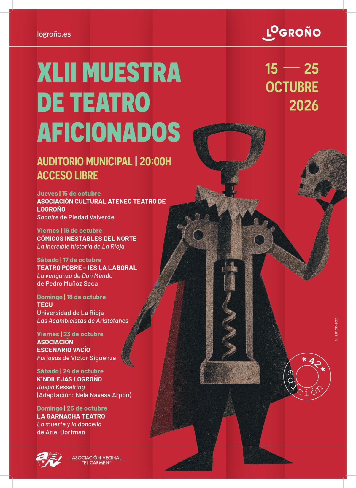 El Auditorio Municipal presenta la muestra de teatro gratuita organizada por Asociación de Vecinos El Carmen