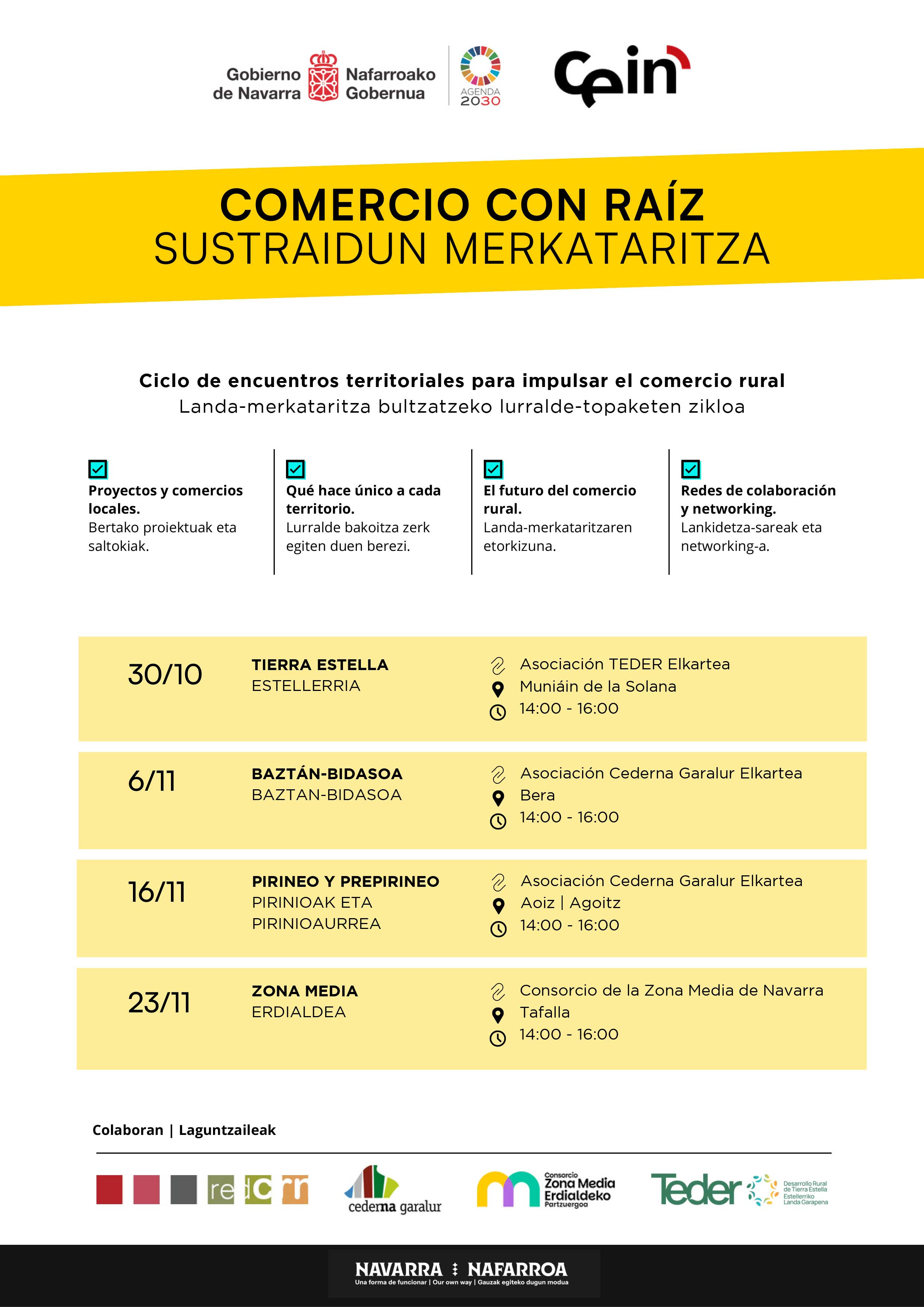 El Gobierno de Navarra organiza encuentros para fortalecer el comercio rural en Muniáin, Bera, Aoiz y Tafalla
