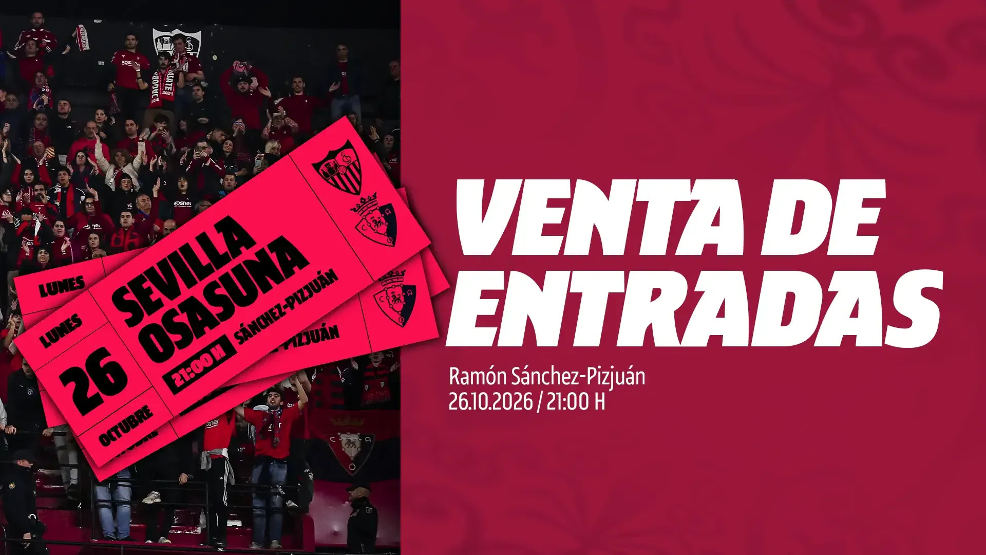 Osasuna vende 602 entradas online para el partido contra Sevilla en el Sánchez Pizjuán