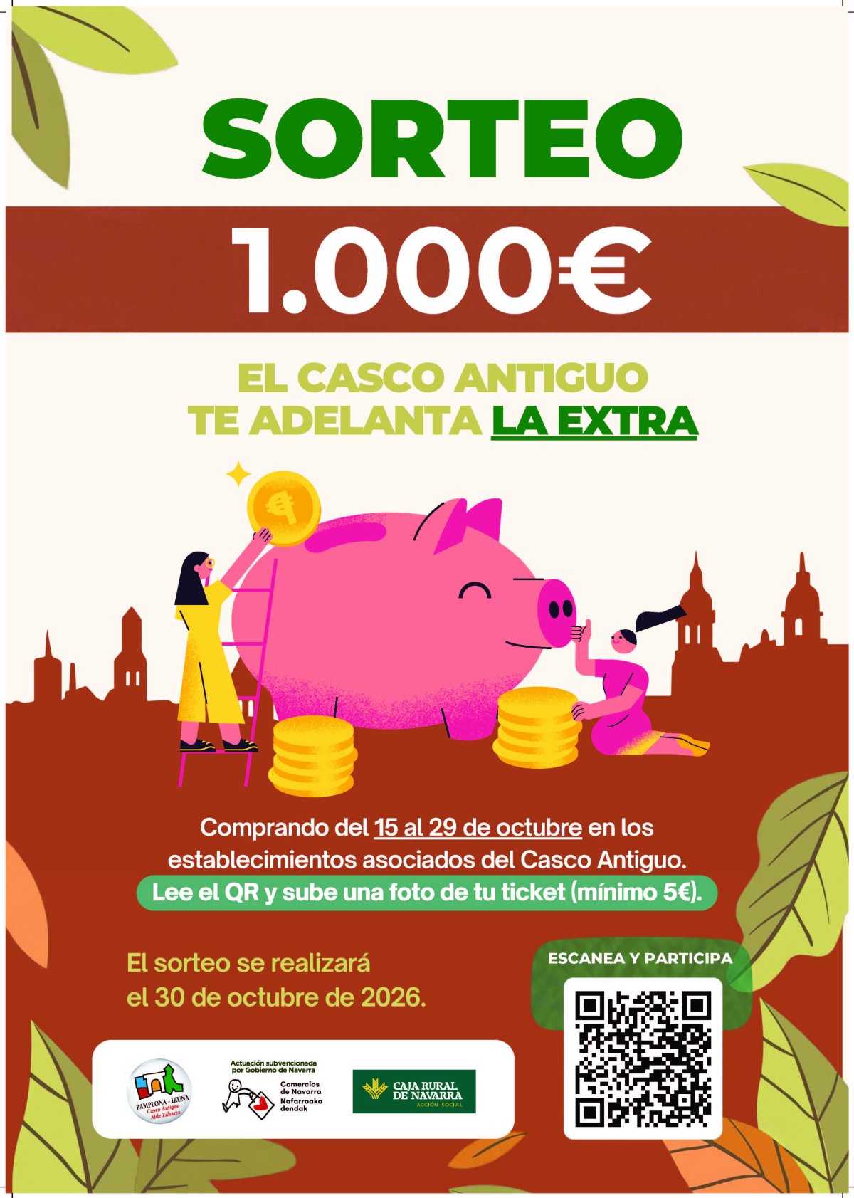 El comercio del Casco Antiguo de Pamplona sorteará 1.000 euros entre quienes compren hasta el 29 de octubre