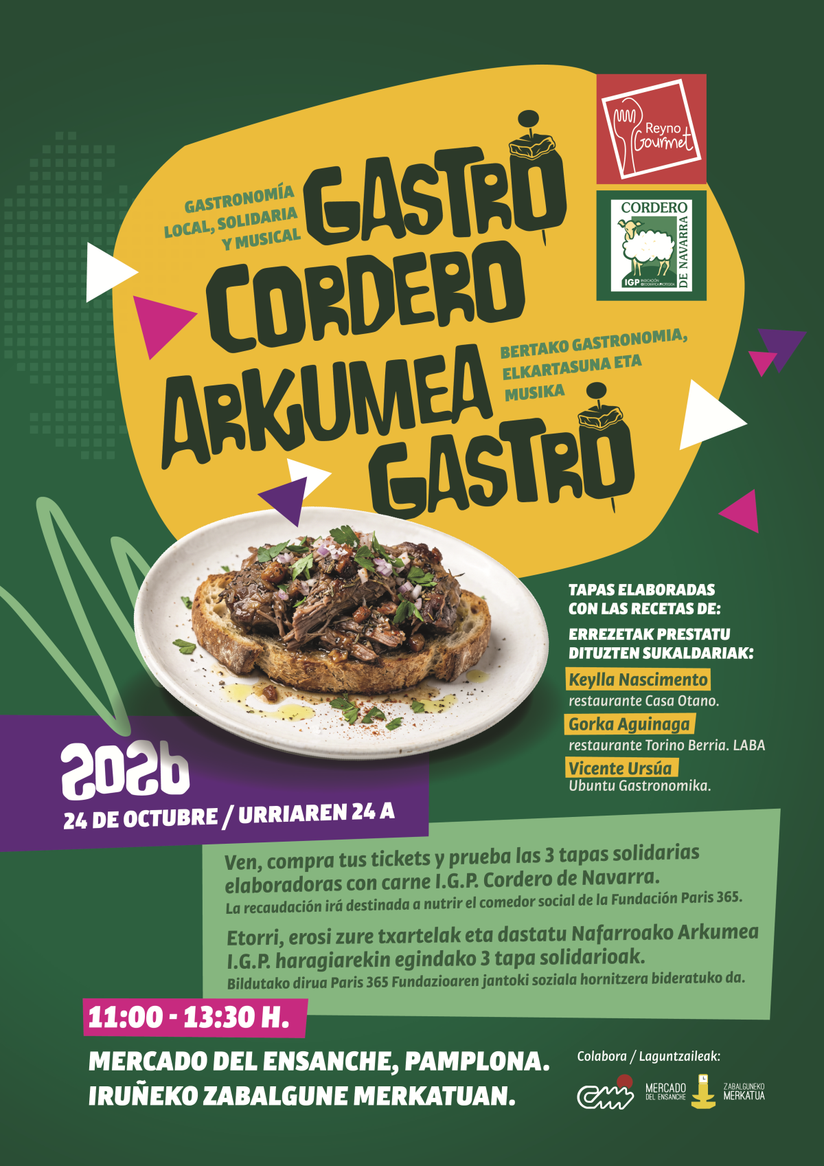 GastroCordero ofrecerá 600 tapas de cordero a un euro este sábado en el Mercado del Ensanche