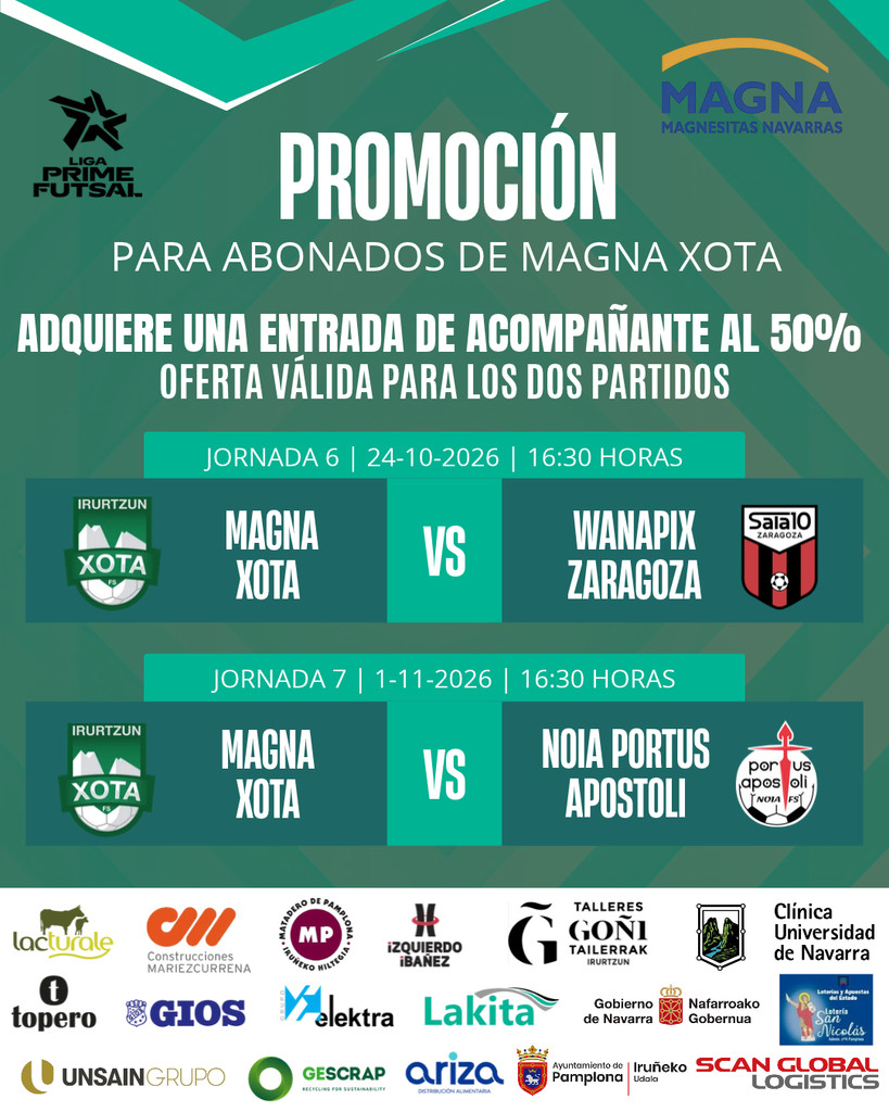 Magna Xota recibe este sábado al Wanapix Zaragoza con la entrada al 50% para el acompañante de los abonados