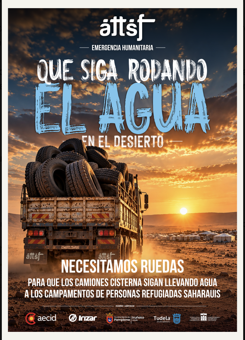 La ONG navarra ATTsF lanza la campaña 'Que siga rodando el agua' para reunir ruedas para las cisternas saharauis