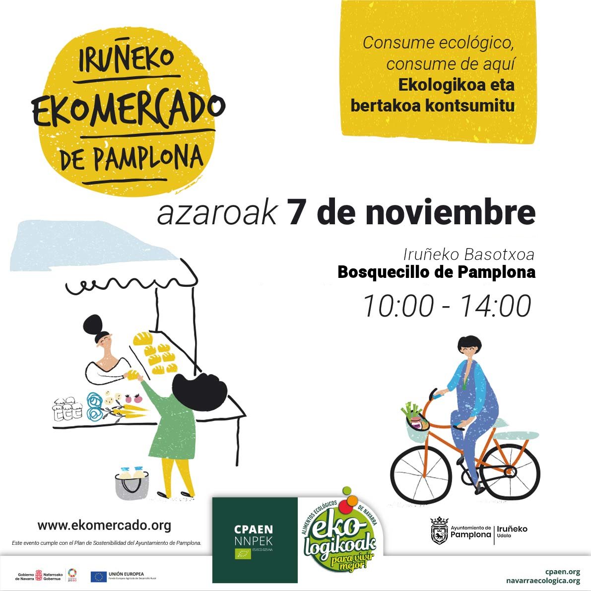 El EKOmercado de noviembre se traslada al Bosquecillo de Pamplona con ocho productores ecológicos