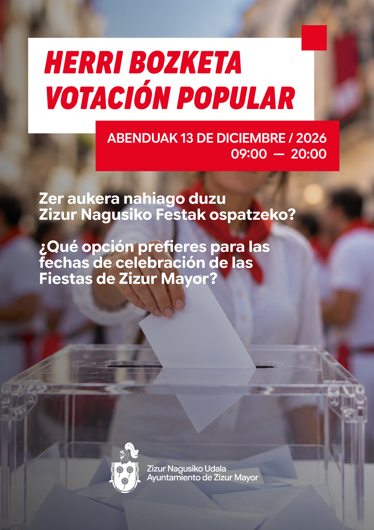 Zizur Mayor decidirá las fechas de sus próximas fiestas en una nueva consulta vecinal 