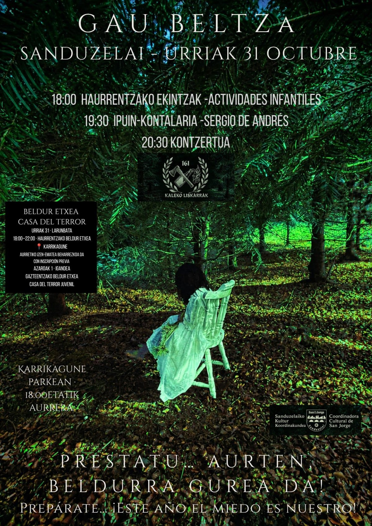 Sanduzelai estrena la Gau Beltza: una noche de miedo, cuentos y música en el barrio de San Jorge